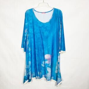 Simply Aster by Firmania Pullover Floral Blue Tunic Size XL